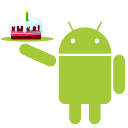Android with cake